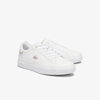 Lacoste Powercourt Synthetic Metallic Accent Sneakers Dětské - Tenisky Bílé / Růžové | CZ-t4HZpN